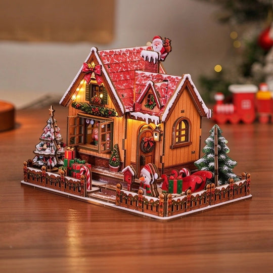 Ugeargeek Christmas Gingerbread Cabin 3D Wooden Puzzle