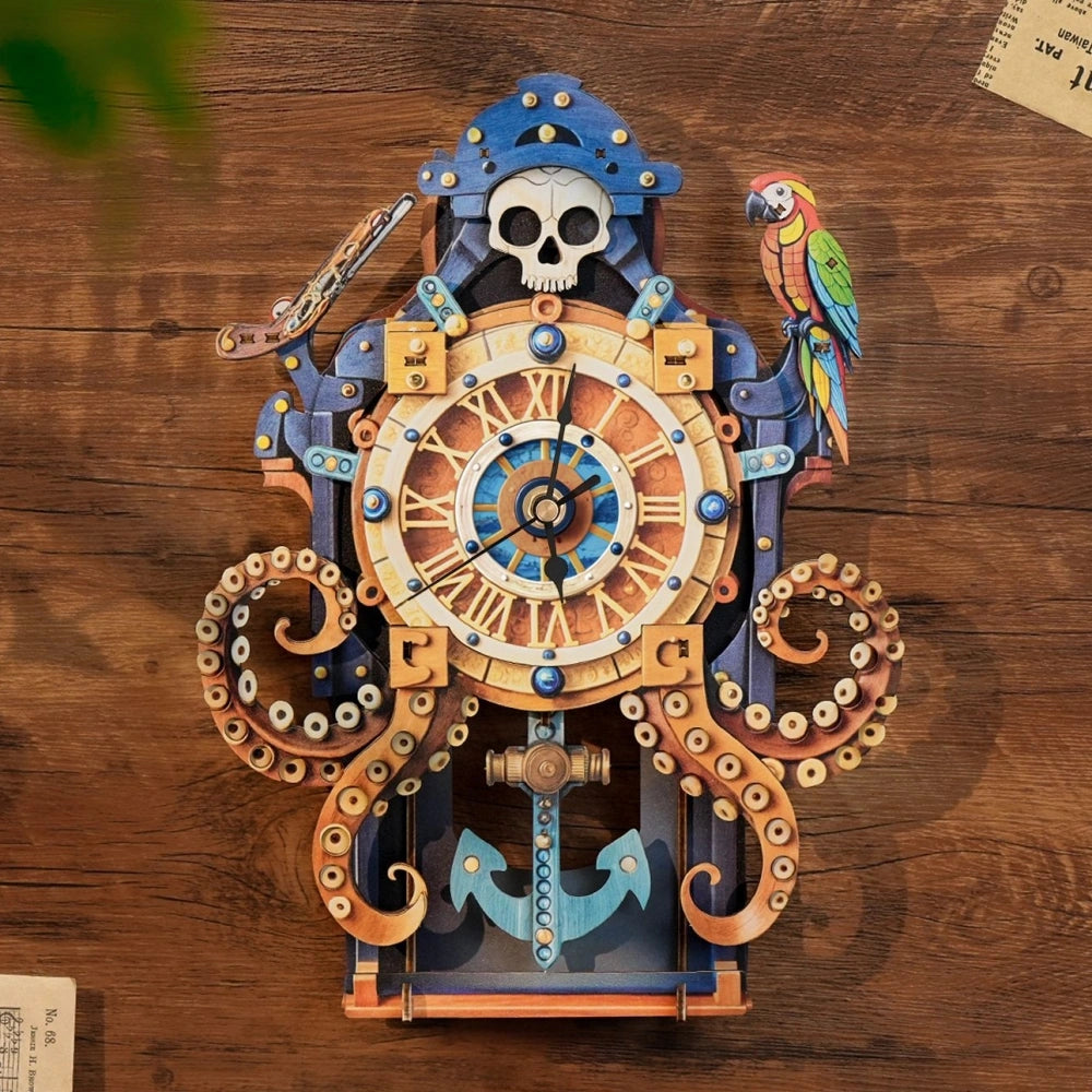 Ugeargeek Wooden Puzzle Wall Clock Series - Kraken