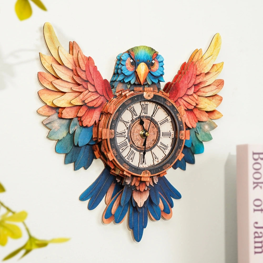 Ugeargeek Wooden Puzzle Wall Clock Series - Parrot