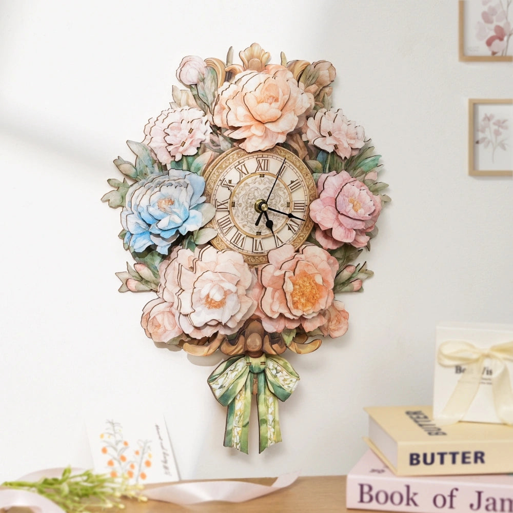 Ugeargeek Wooden Puzzle Wall Clock Series - Bouquet