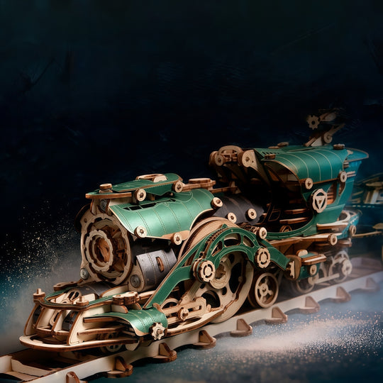 Ugeargeek Fantasy Steampunk Train Micro-carved Wooden Assembly