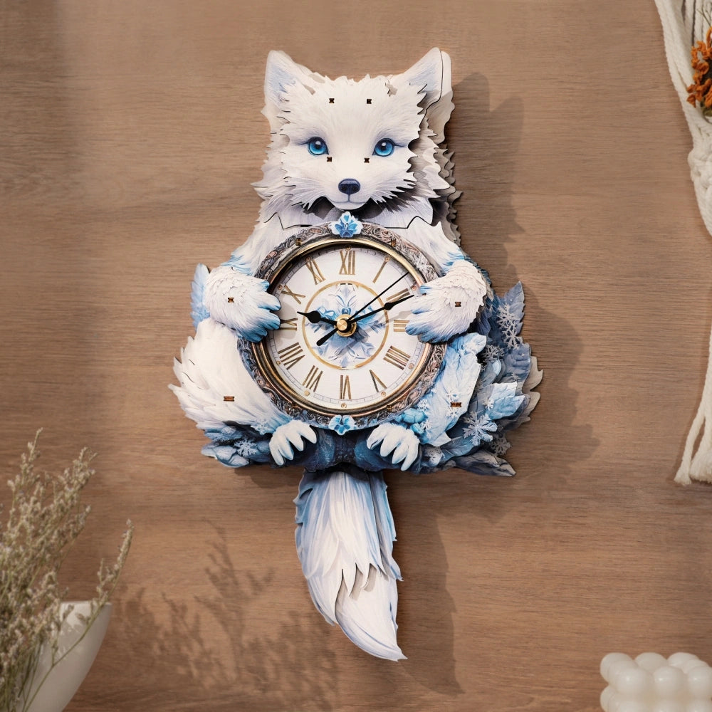 Ugeargeek Wooden Puzzle Wall Clock Series - Arctic Fox