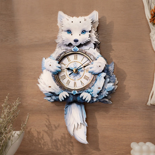 Ugeargeek Wooden Puzzle Wall Clock Series - Arctic Fox