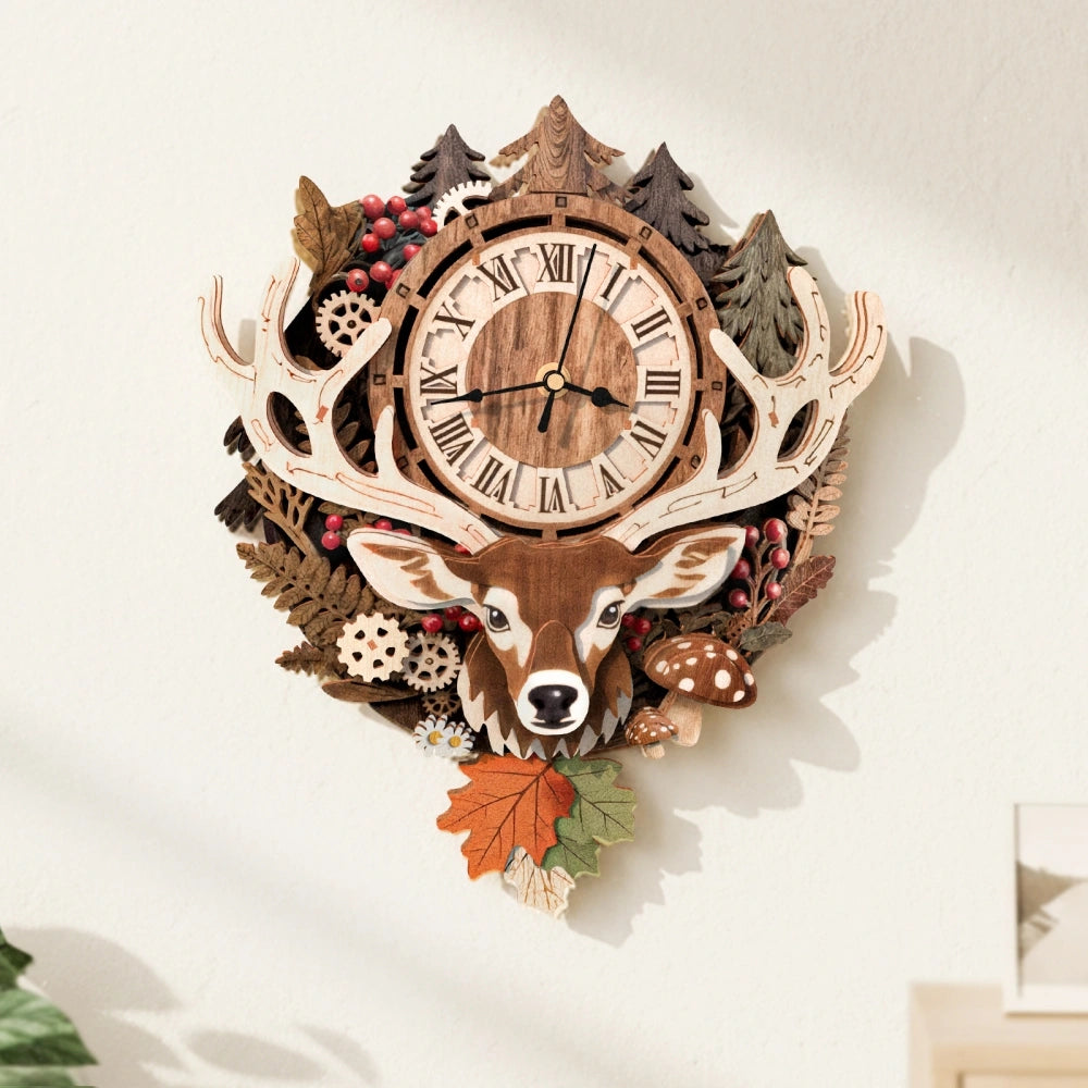 Ugeargeek Wooden Puzzle Wall Clock Series - Reindeer