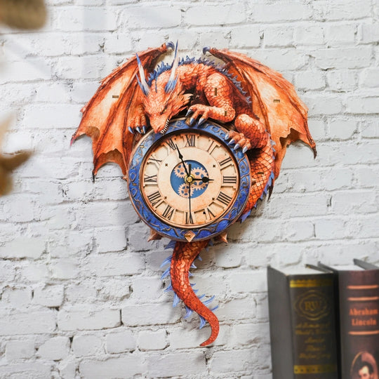 Ugeargeek Wooden Puzzle Wall Clock Series - Fire Dragon