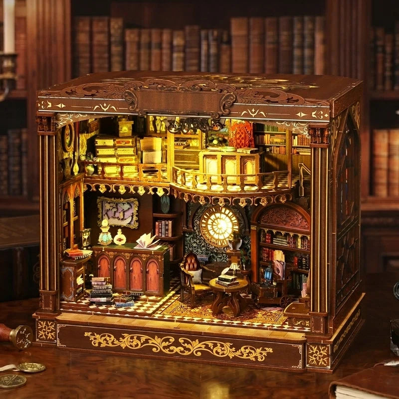 Ugeargeek Vintage Library DIY Wooden Book Nook Kit