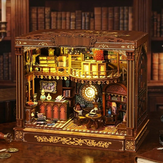 Ugeargeek Vintage Library DIY Wooden Book Nook Kit
