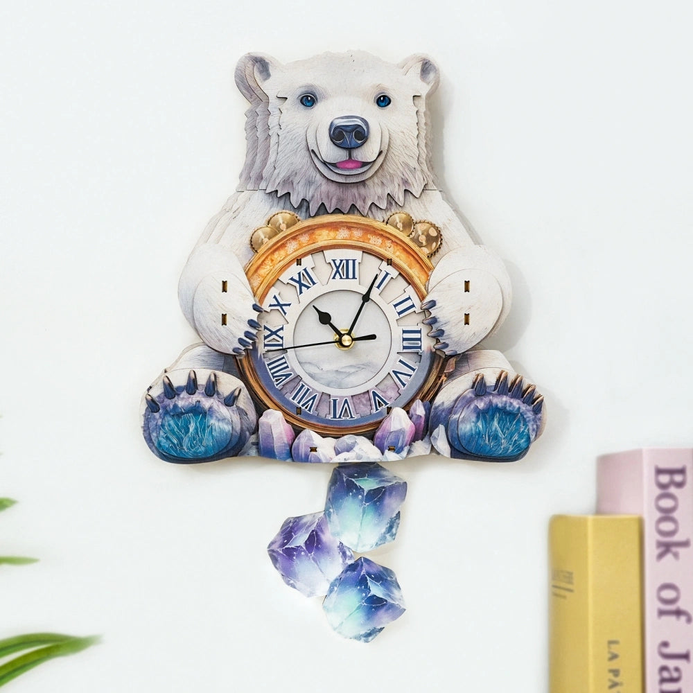 Ugeargeek Wooden Puzzle Wall Clock Series - Polar Bear
