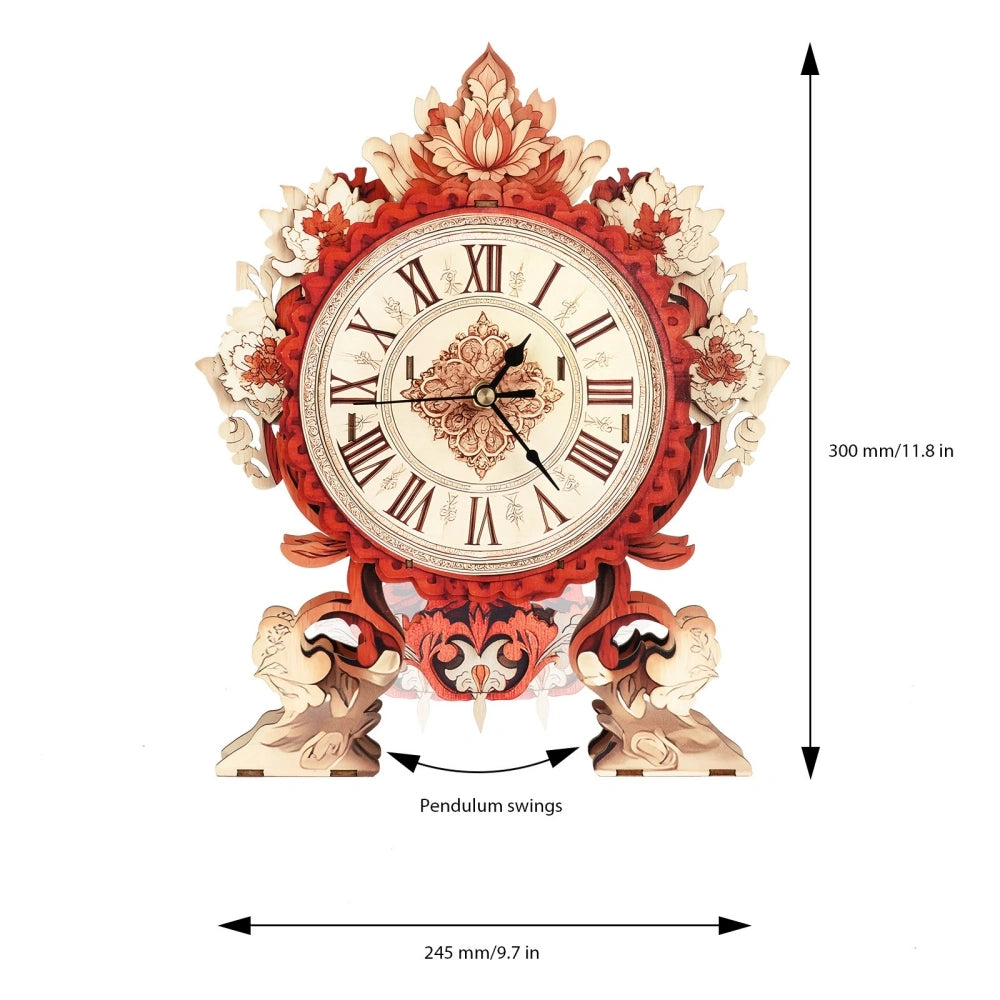 Ugeargeek Wooden Puzzle Wall Clock Series - Flame Flower