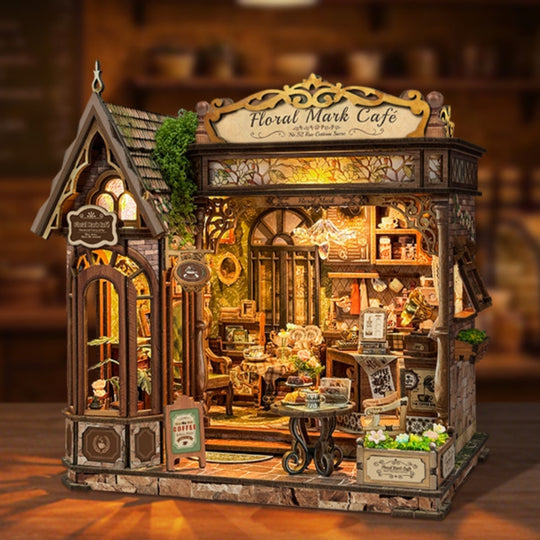 Ugeargeek Floral Mark Café Miniature Wooden Assembly