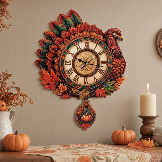 Ugeargeek Wooden Puzzle Wall Clock Series - Thanksgiving Turkey