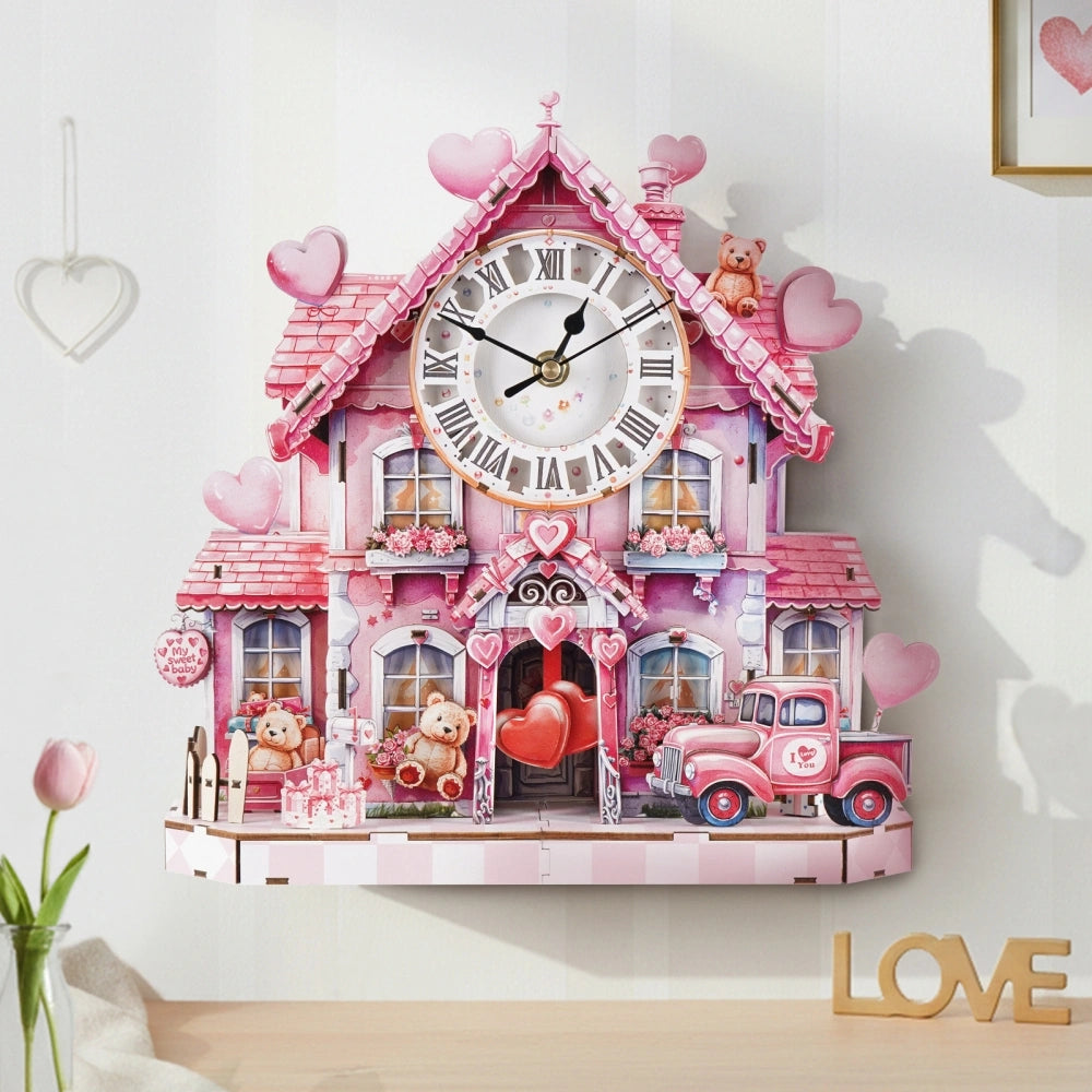 Ugeargeek Wooden Puzzle Wall Clock Series - Romantic Cottage