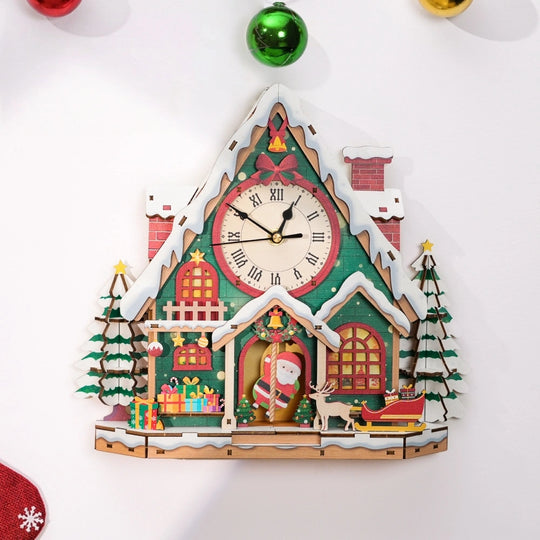 Ugeargeek Wooden Puzzle Wall Clock Series - Christmas Igloo