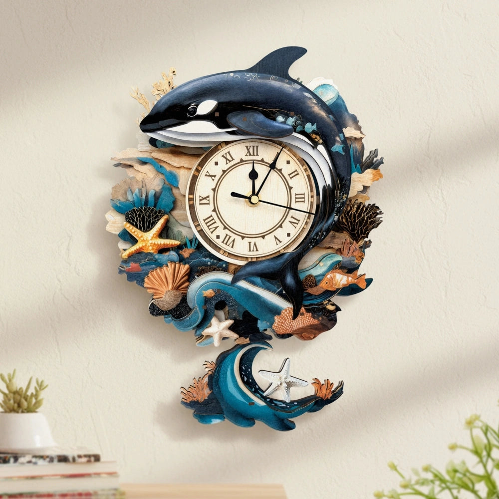 Ugeargeek Wooden Puzzle Wall Clock Series - Orca