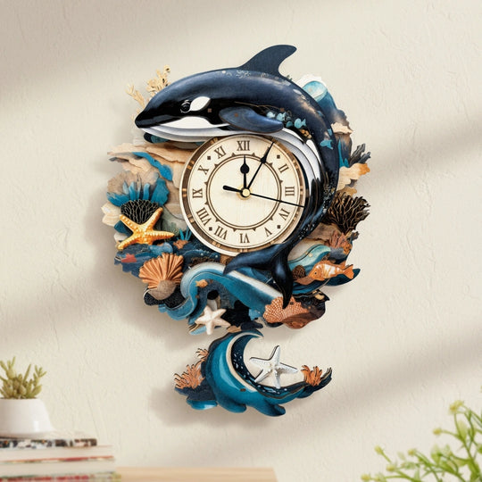 Ugeargeek Wooden Puzzle Wall Clock Series - Orca