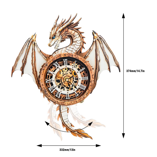 Ugeargeek Wooden Puzzle Wall Clock Series - Dragon