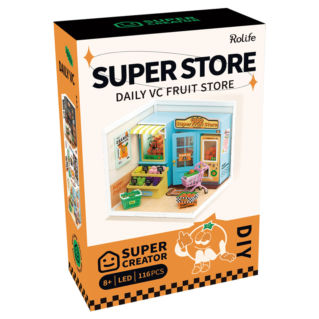 Super Creator Super Fruit Store Plastic DIY Miniature House Kit DW003 Rolife