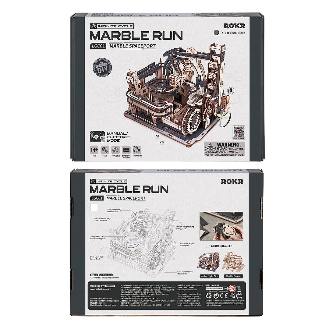 Marble Spaceport Marble Run 3D Wooden Puzzle LGC01 Rokr