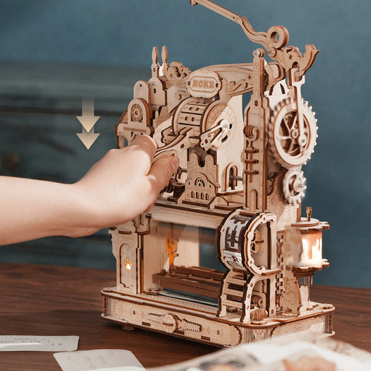 Classic Printing Press Mechanical 3D Wooden Puzzle LK602 Rokr