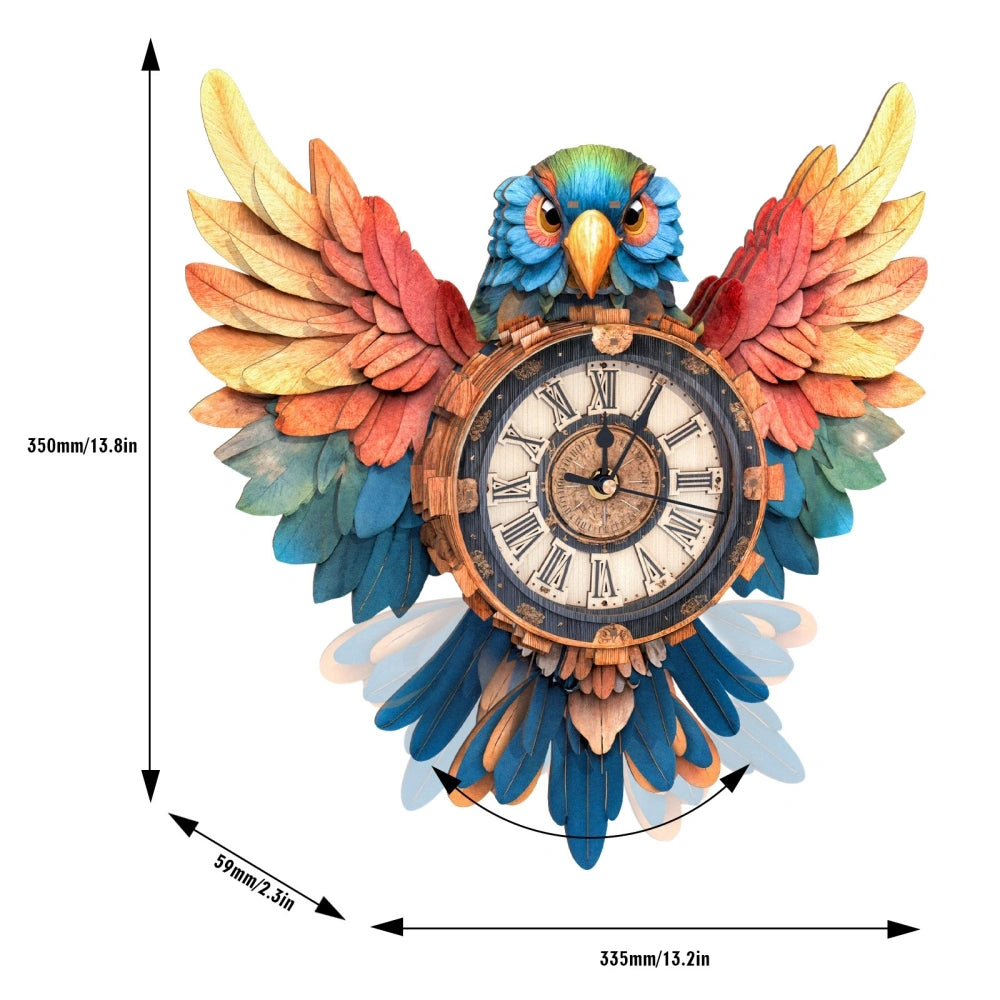 Ugeargeek Wooden Puzzle Wall Clock Series - Parrot