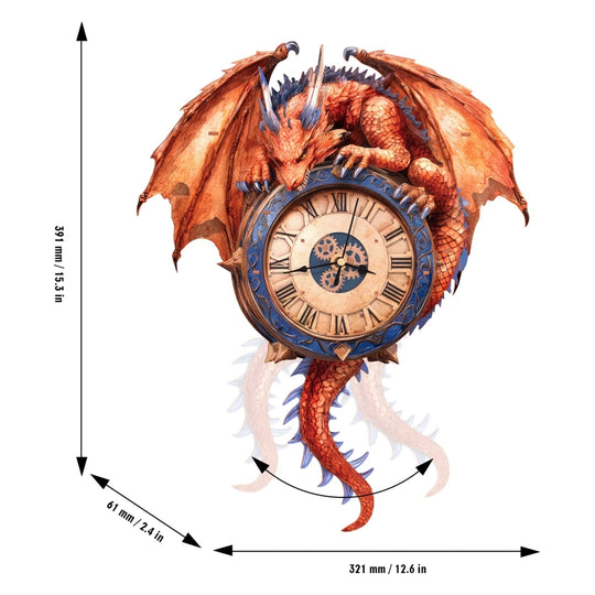 Ugeargeek Wooden Puzzle Wall Clock Series - Fire Dragon
