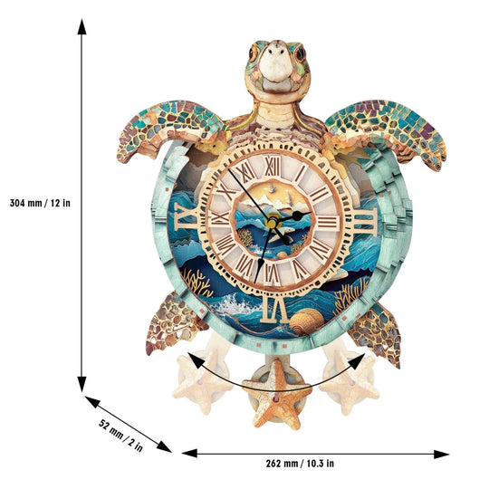 Ugeargeek Wooden Puzzle Wall Clock Series - Sea Turtle