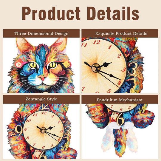 Ugeargeek Wooden Puzzle Wall Clock Series - Maine Coon
