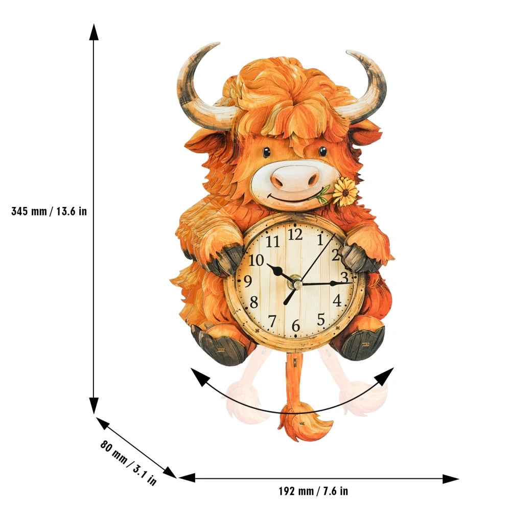 Ugeargeek Wooden Puzzle Wall Clock Series - Highland Cow