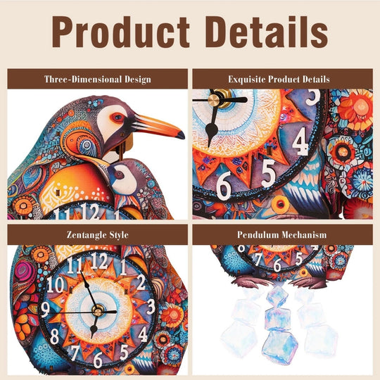 Ugeargeek Wooden Puzzle Wall Clock Series - Penguin