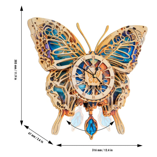 Ugeargeek Wooden Puzzle Wall Clock Series - Butterfly