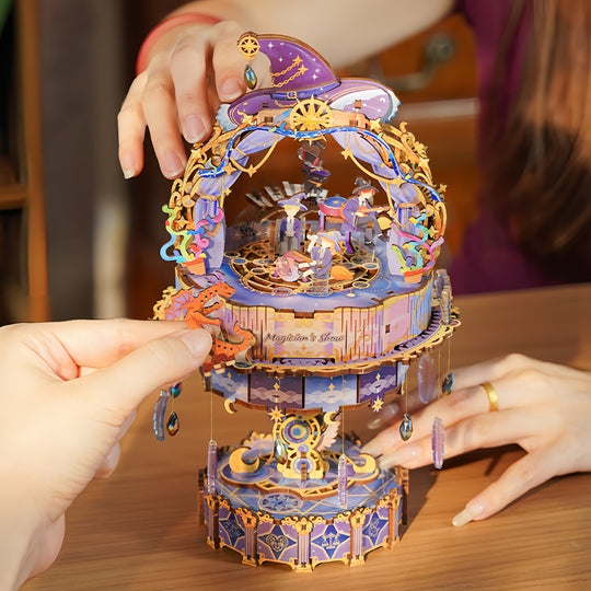 Ugeargeek Wooden Assembly Music Box - The Magician's Show