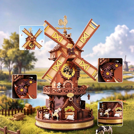 Windmill Cottage Clock Mechanical Model