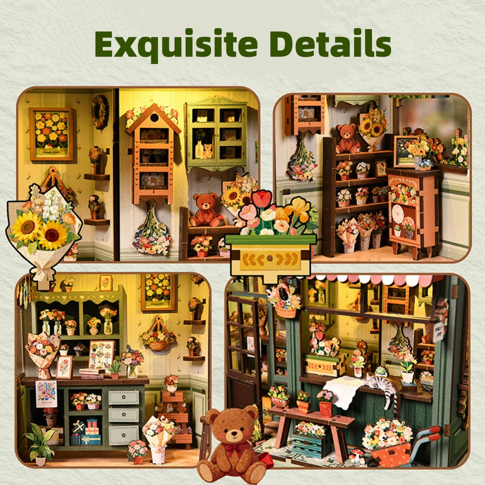 Ugeargeek DIY Miniature Flower Shop Dollhouse Kit