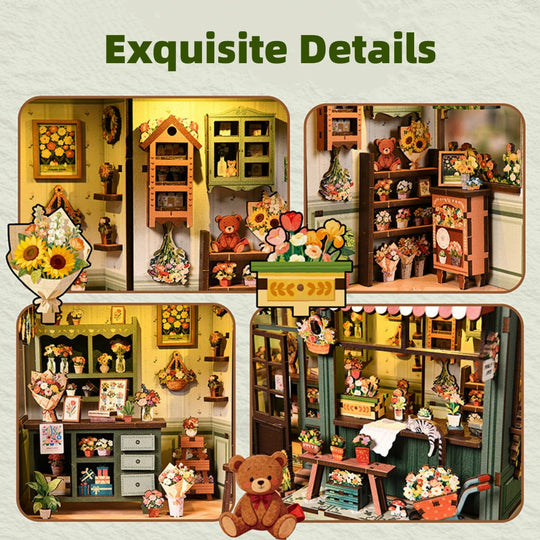 Ugeargeek DIY Miniature Flower Shop Dollhouse Kit