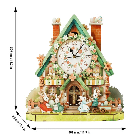 Ugeargeek Wooden Puzzle Wall Clock Series - Easter Cottage