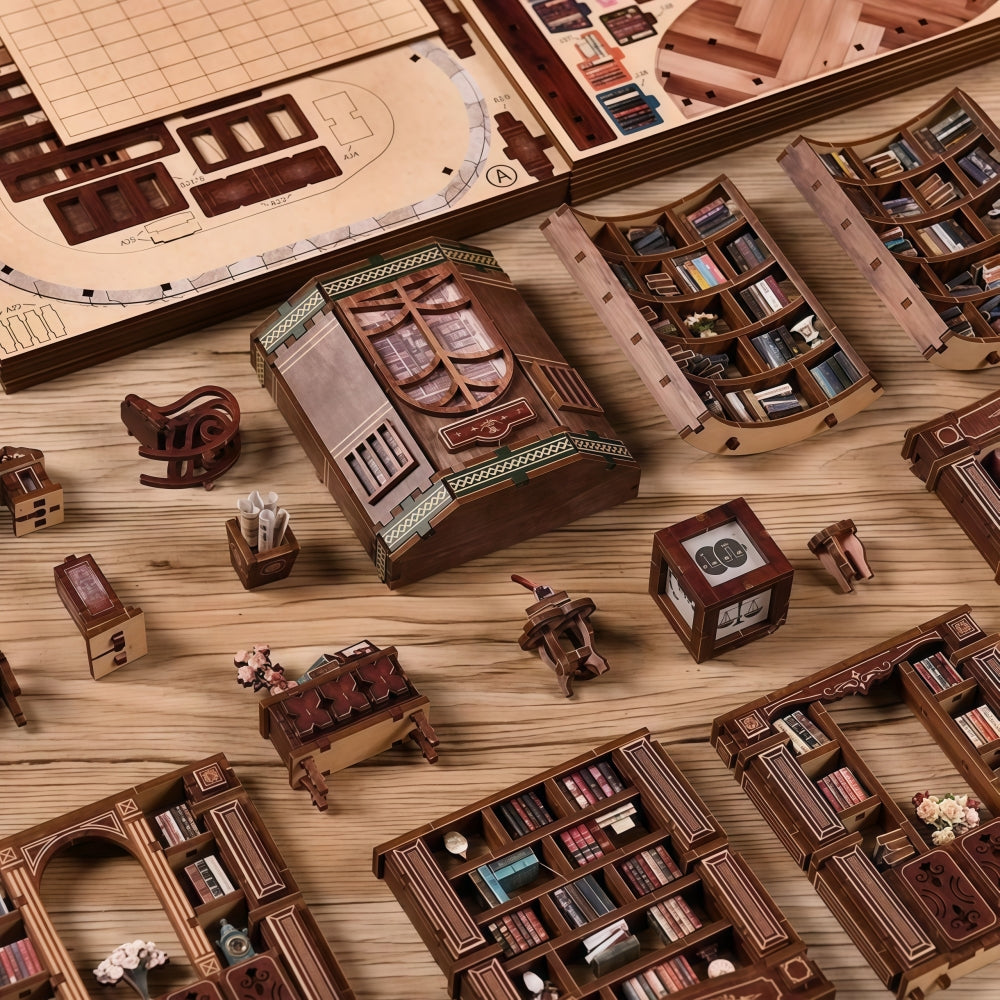 Ugeargeek Midnight Library: Classic 3D Wooden Book Nook
