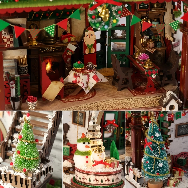 Miniature Christmas Mansion Sweet Lodge DIY Wooden House Kit