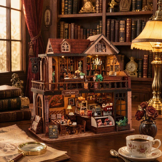 Ugeargeek Nolen Book Café DIY Wooden Miniature House Kit