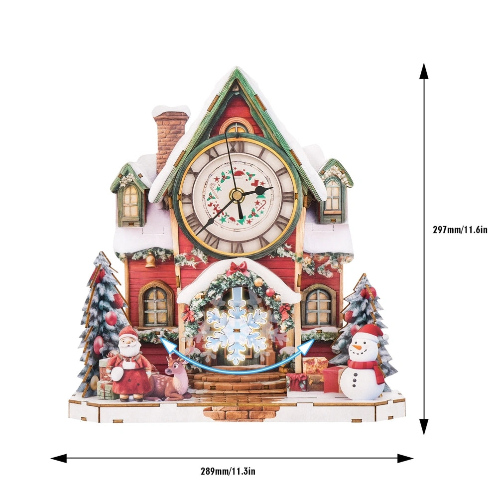 Ugeargeek Wooden Puzzle Wall Clock Series - Christmas Cottage