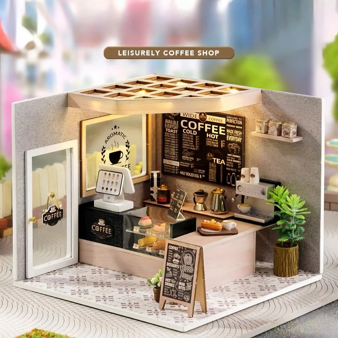 Coffee Shop Miniature Dollhouse Kit