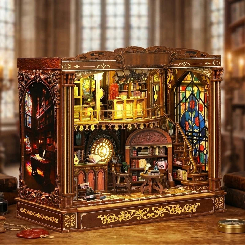 Ugeargeek Vintage Library DIY Wooden Book Nook Kit