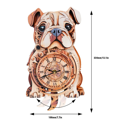 Ugeargeek Wooden Puzzle Wall Clock Series - Bulldog