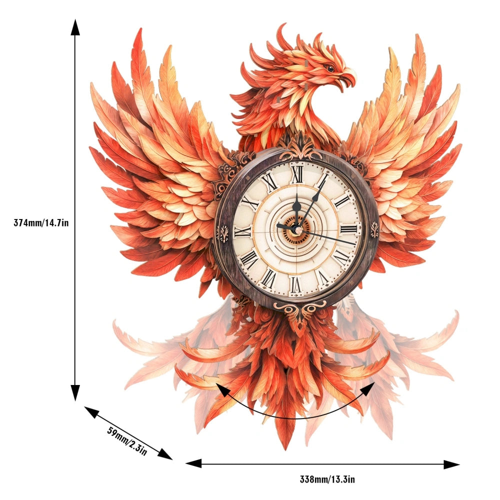 Ugeargeek Wooden Puzzle Wall Clock Series - Fire Phoenix