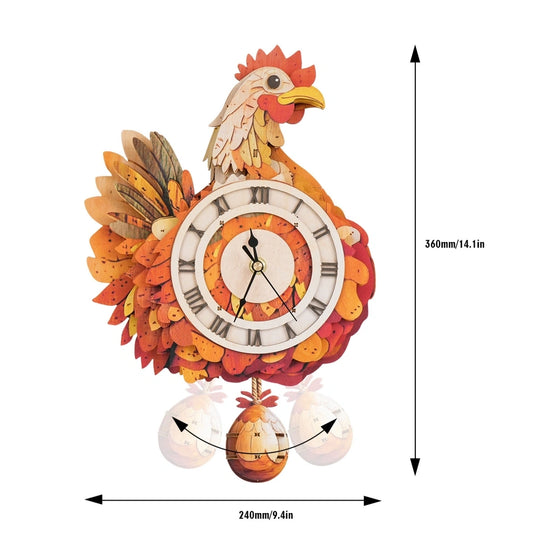 Ugeargeek Wooden Puzzle Wall Clock Series - Hen