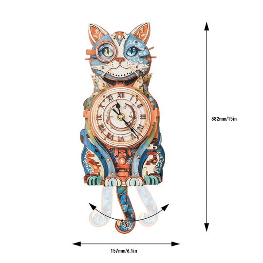 Ugeargeek Wooden Puzzle Wall Clock Series - Detective Cat