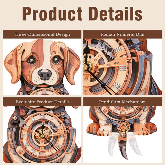 Ugeargeek Wooden Puzzle Wall Clock Series - Beagle