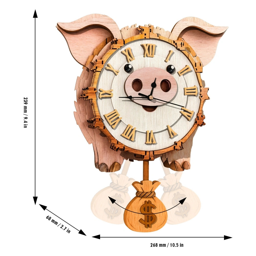 Ugeargeek Wooden Puzzle Wall Clock Series - Lucky Pig