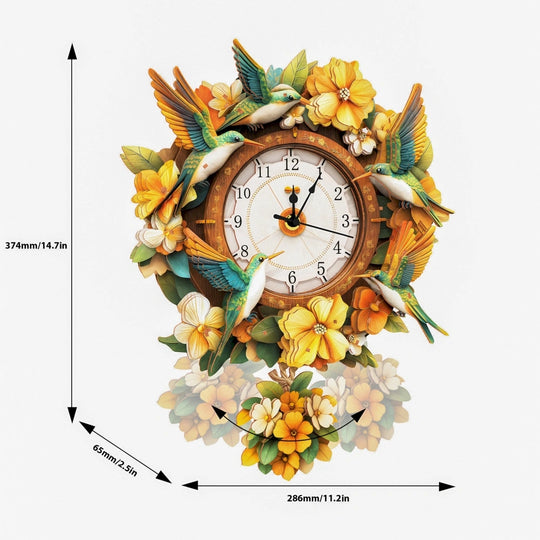 Ugeargeek Wooden Puzzle Wall Clock Series - Hummingbird