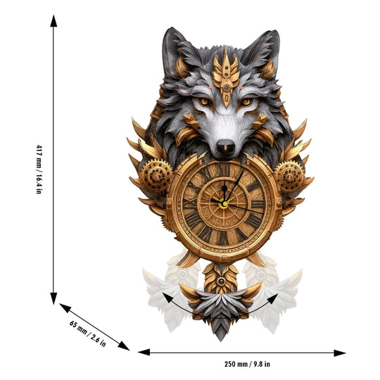 Ugeargeek Wooden Puzzle Wall Clock Series - Gray Wolf