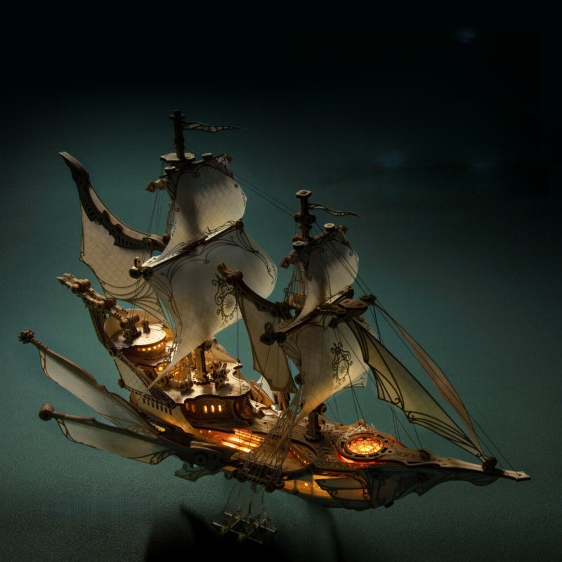 Ugeargeek Elf Ship Miniature Wooden Assembly